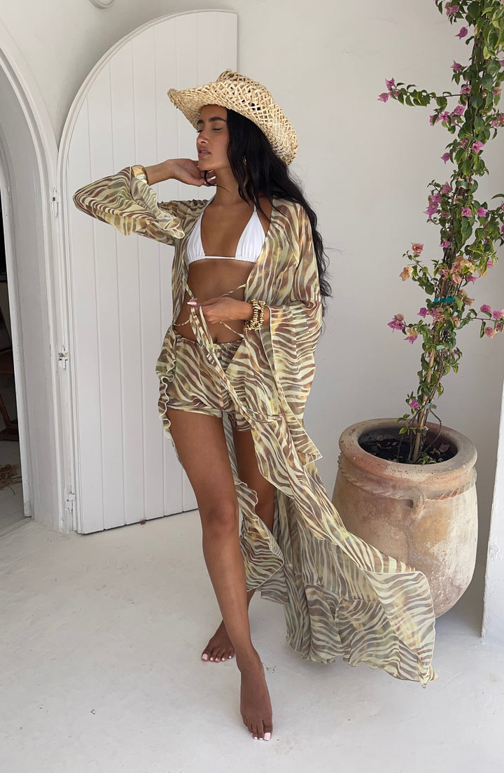 Cello | Maxi Kimono/Shorts Co-Ord - Lemon