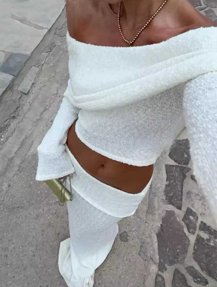 Serenya | Off-Shoulder Textured Knit Set
