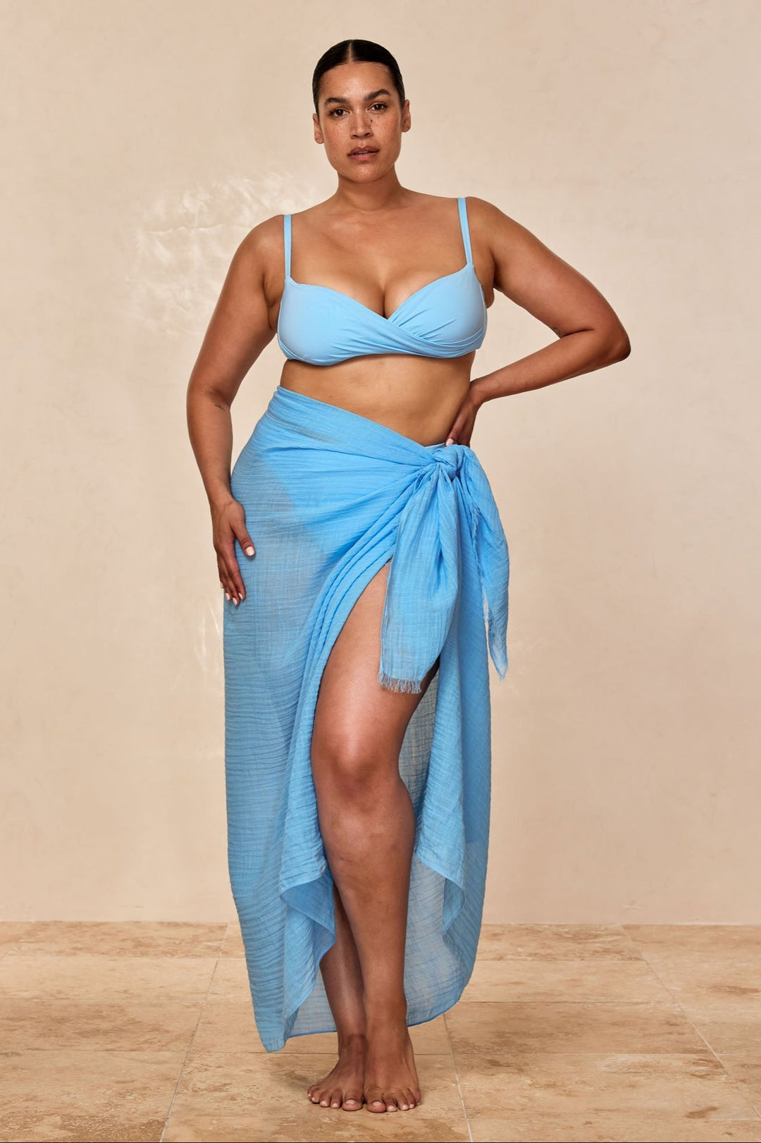 Selani | Sky Blue Halter Bikini & Sarong Set