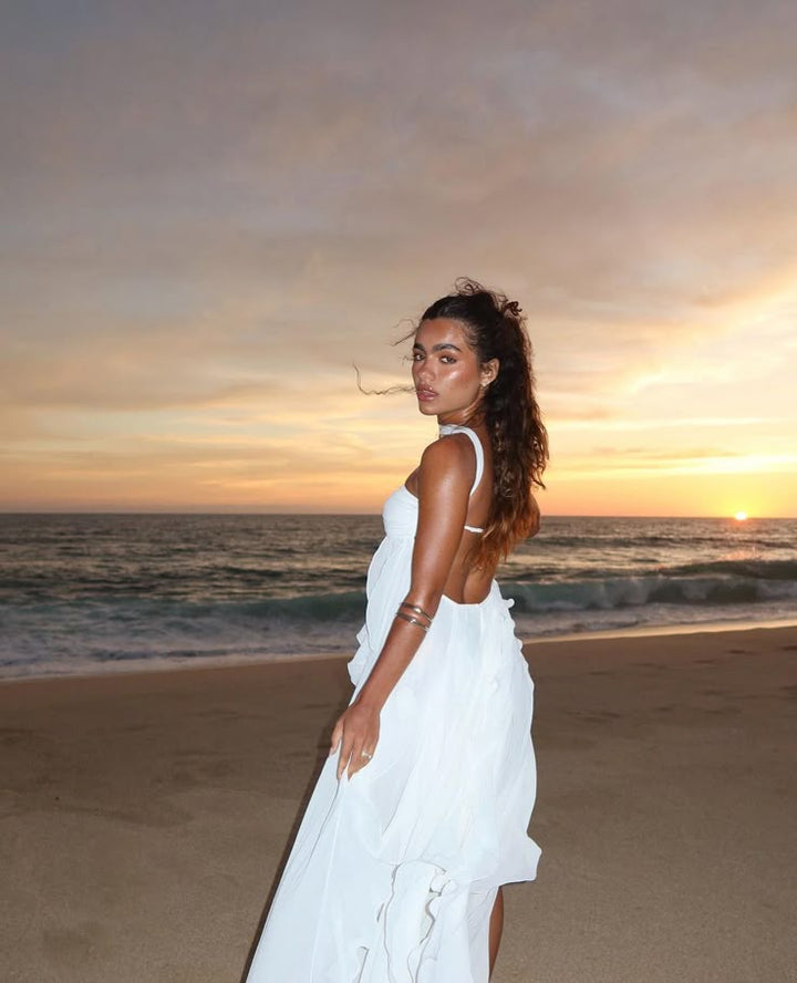 Collins | Ruffle Strapless Maxi Dress