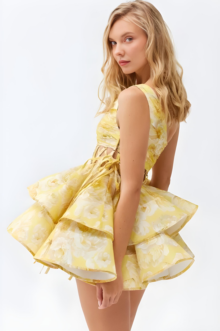 Daphne | Floral One Shoulder Mini Dress