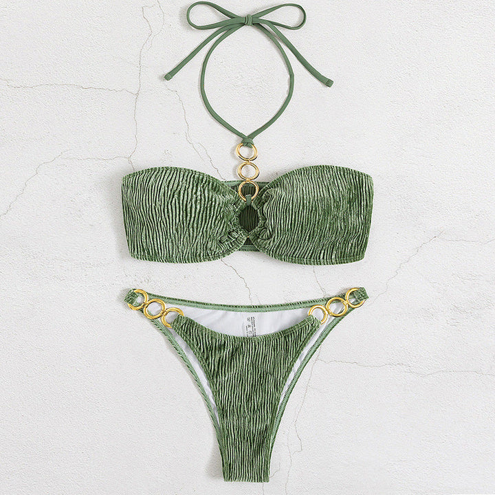 Valencia | Velvet Ring-Detail Halter Bikini Set