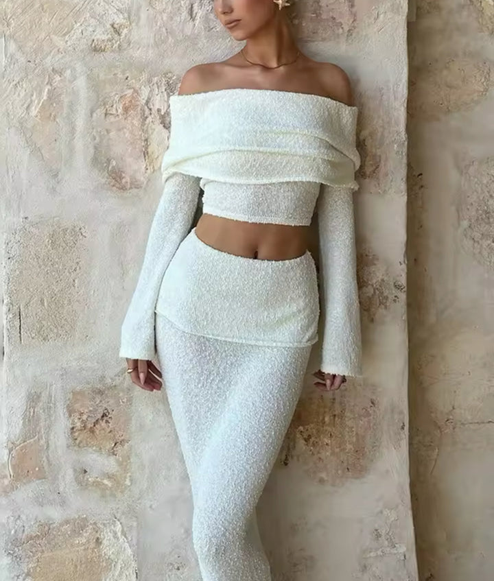 Serenya | Off-Shoulder Textured Knit Set
