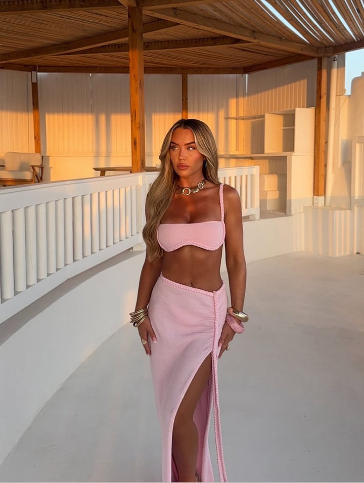 Marbella | Pink Braided Trim Two-Piece Set