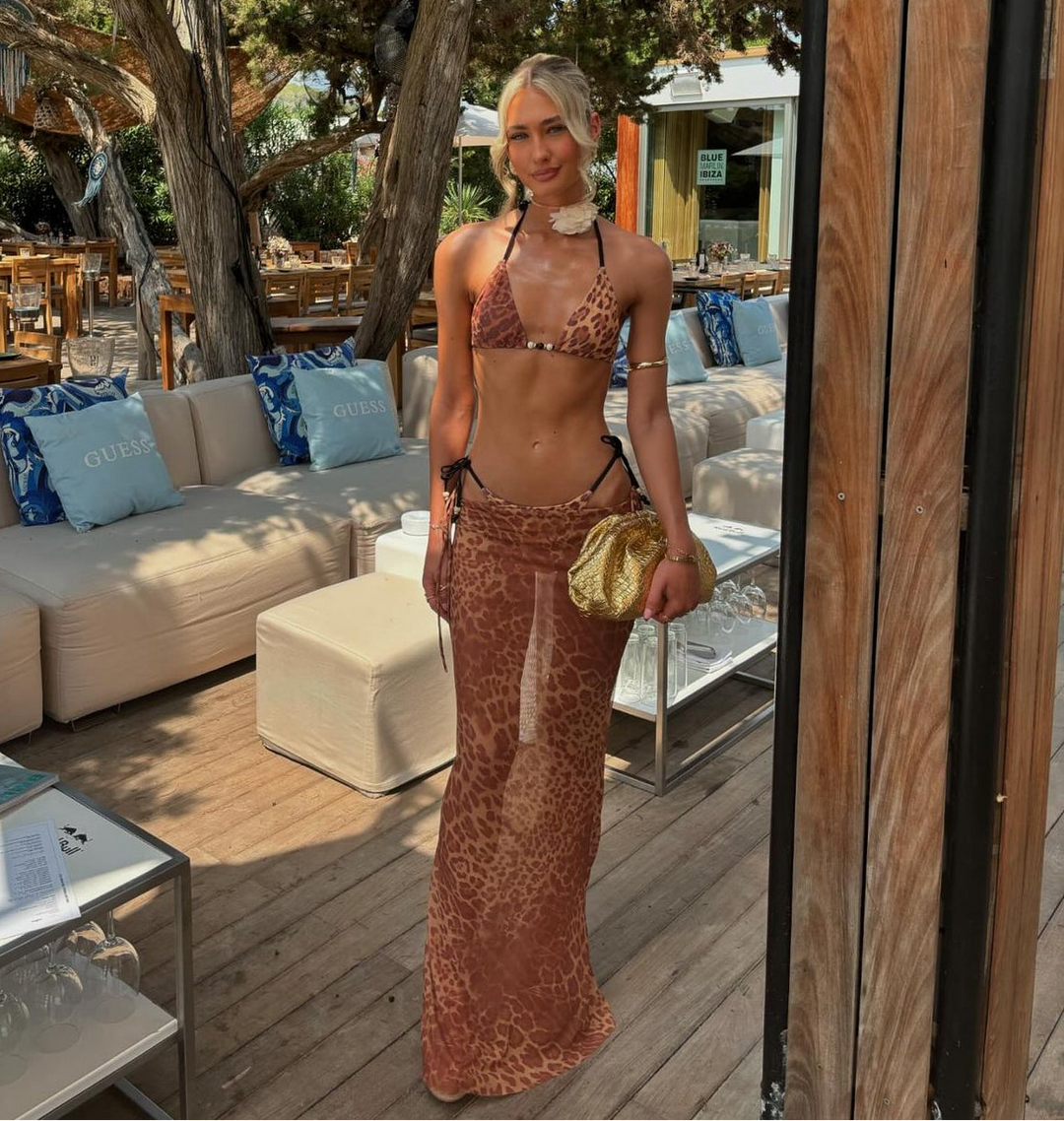 Leona | Leopard Print Bikini & Sarong Set