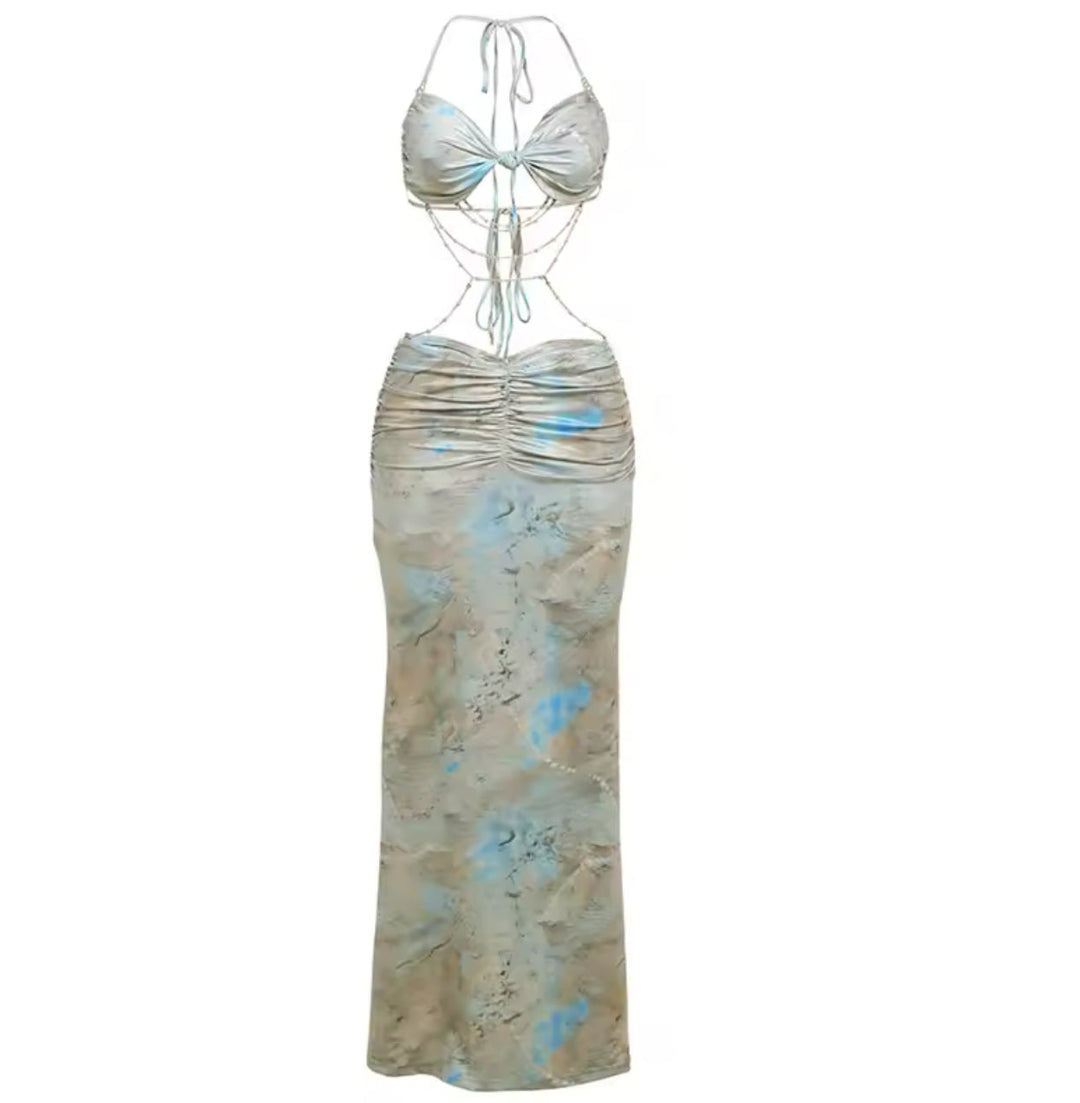 Selina | Ocean Mist Cut-Out Maxi Dress