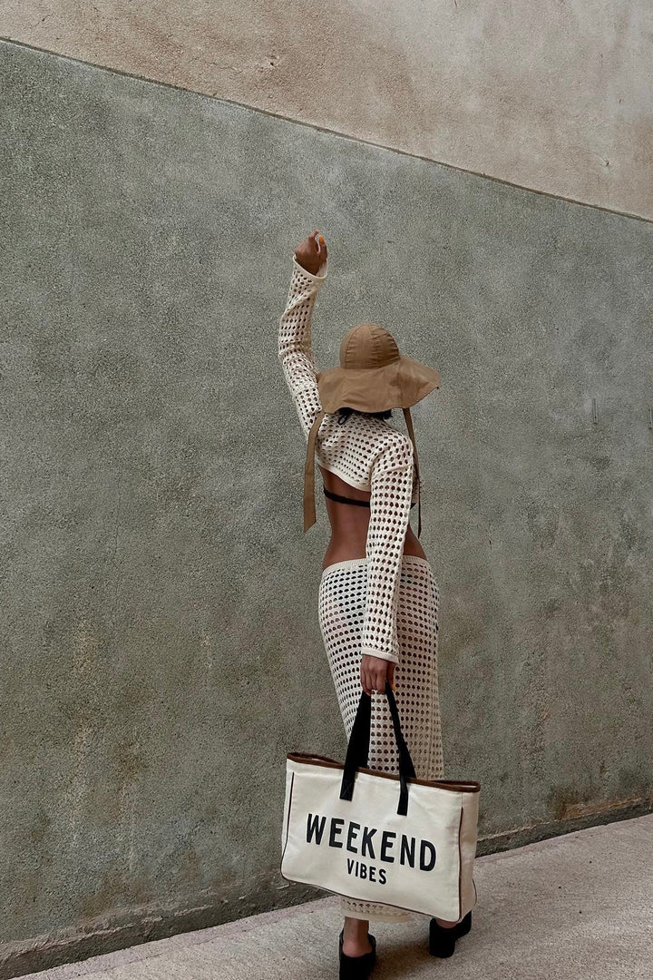 Aria | Open-Weave Knit Skirt & Crop Top Set