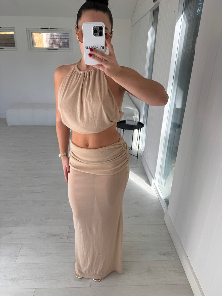 Aurelia | Halter Knit Maxi Skirt Set