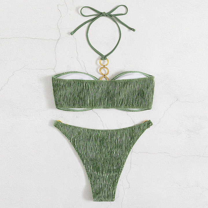 Valencia | Velvet Ring-Detail Halter Bikini Set