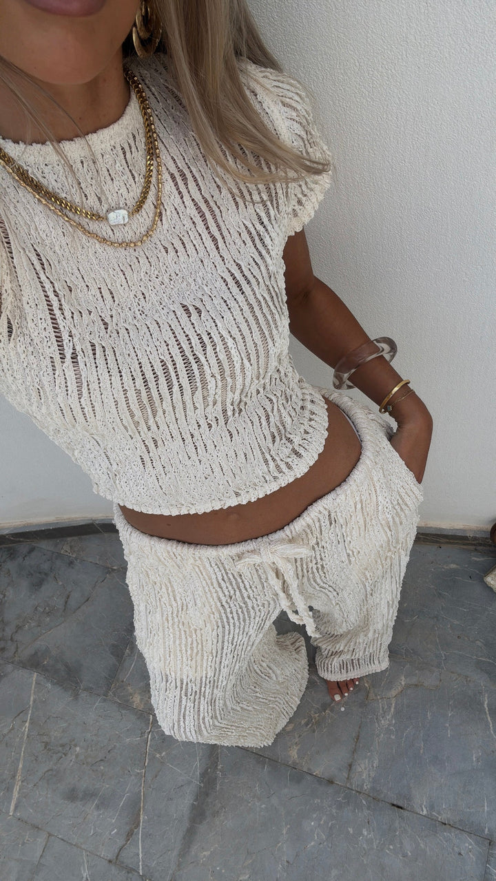 Sienna | Cap Sleeve Cropped Tee - Ivory