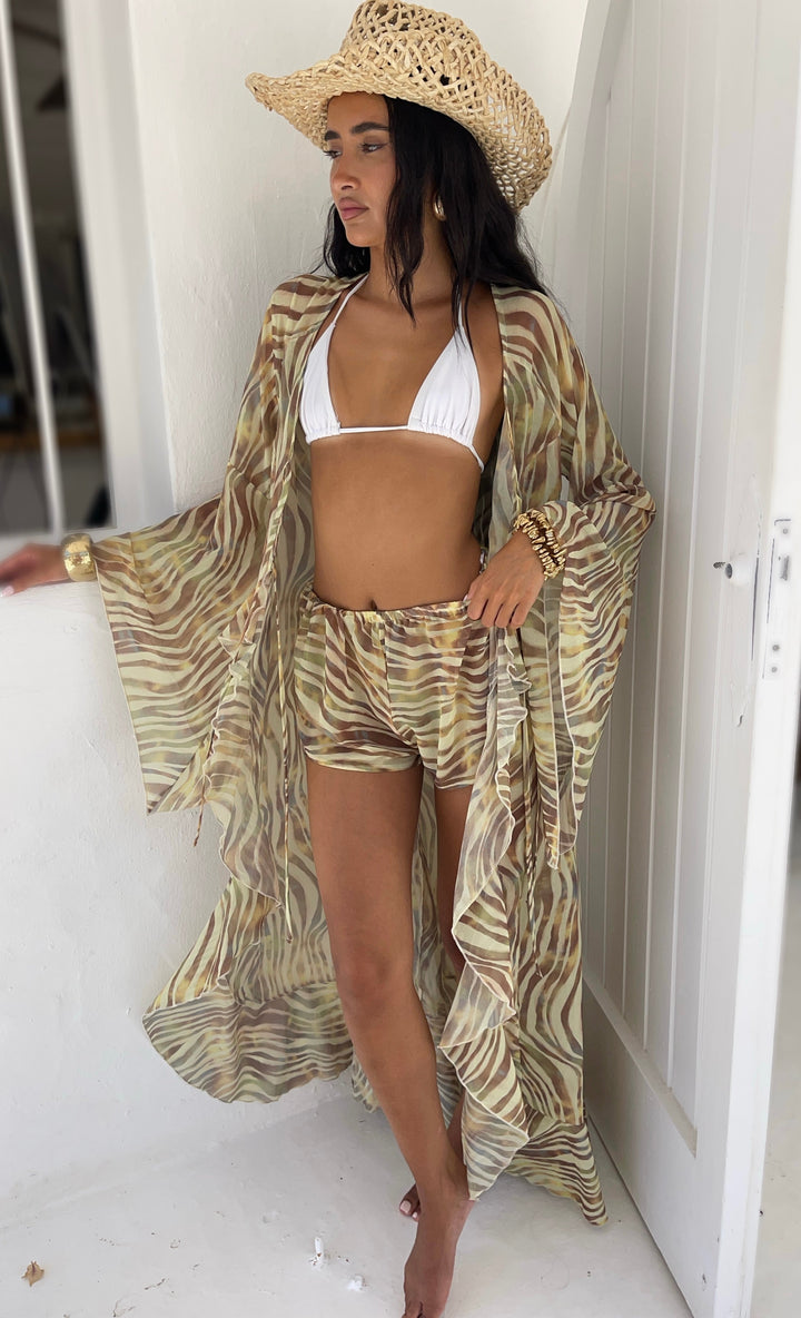 Cello | Maxi Kimono/Shorts Co-Ord - Lemon