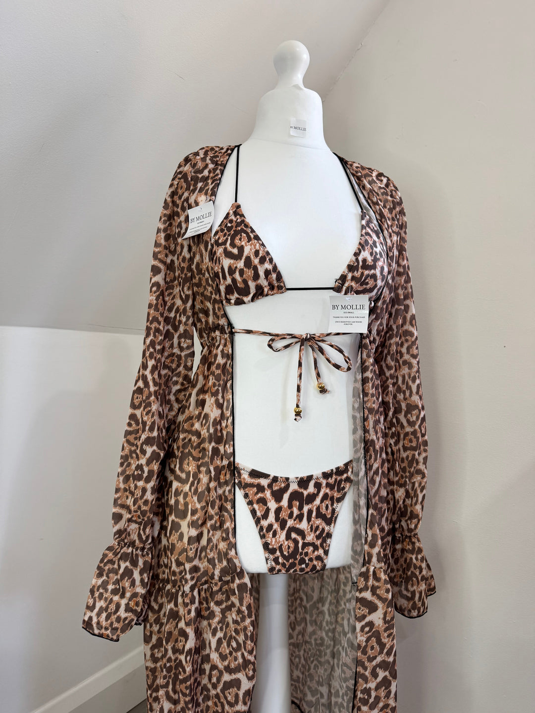 Leona | Leopard Print Bikini & Sheer Cover-Up Set