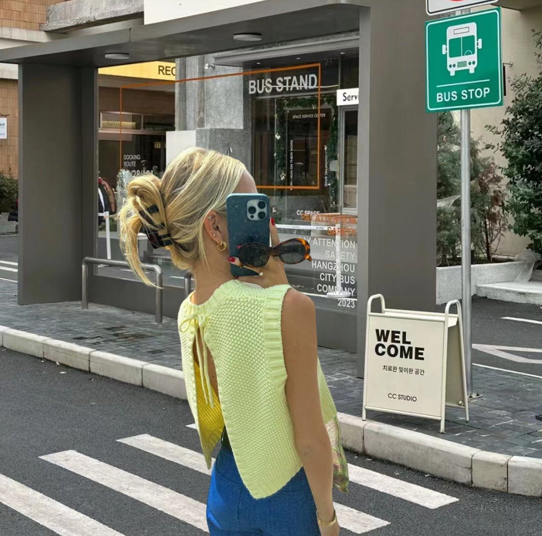 Amy | Cardigan Knitted Backless Top