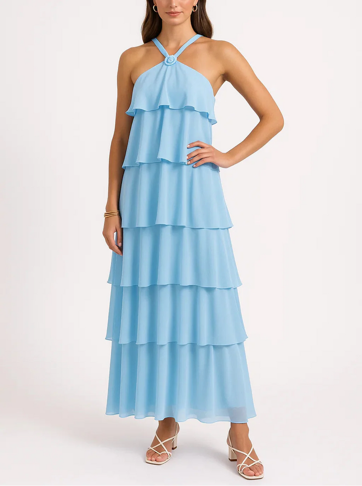 Amira | Ruffle Backless Maxi Dress