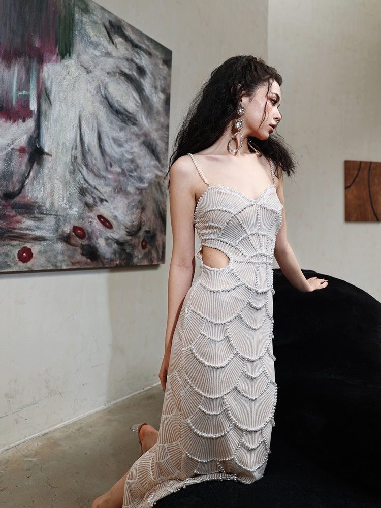 Stormi | Pearl Sequin Midi Dress