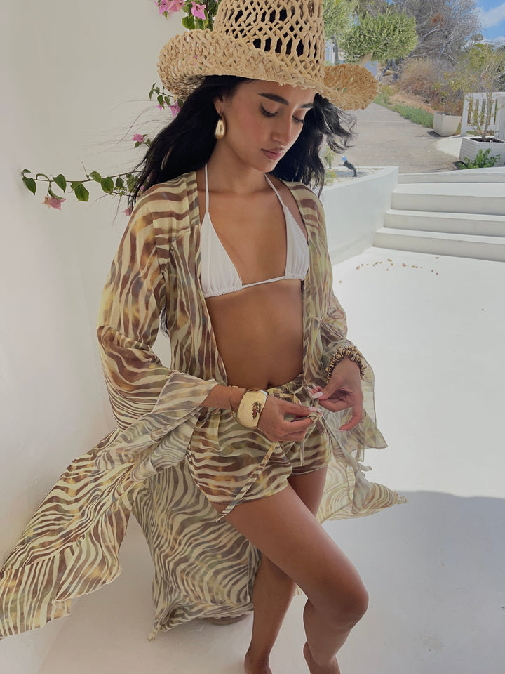 Cello | Maxi Kimono/Shorts Co-Ord - Lemon