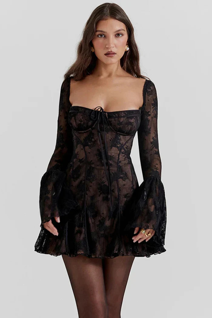 Mabel | Long Sleeved Lace Mini Dress