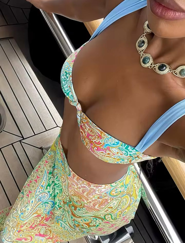 Selvina | Boho Paisley Bikini & Maxi Skirt Set
