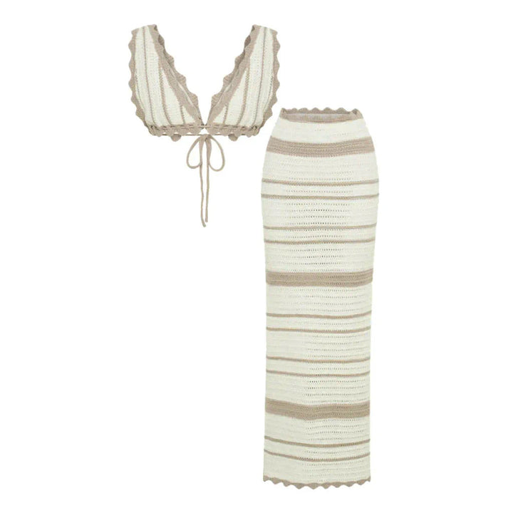 Monaco | Black & White Crochet Stripe Set