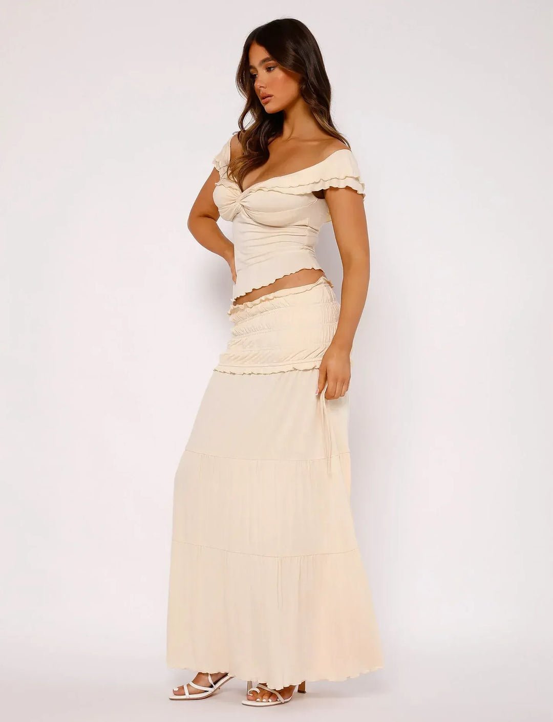 Paula | Ruffled Top with Maxi Skirt Boho Set