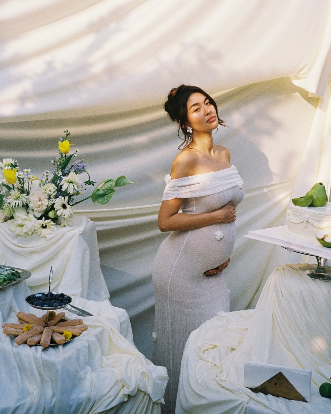 Luana | Maternity Off-Shoulder Maxi Dress