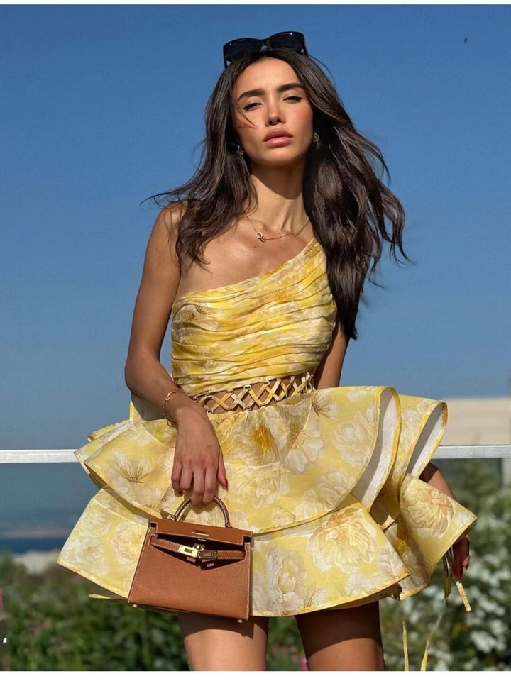 Daphne | Floral One Shoulder Mini Dress