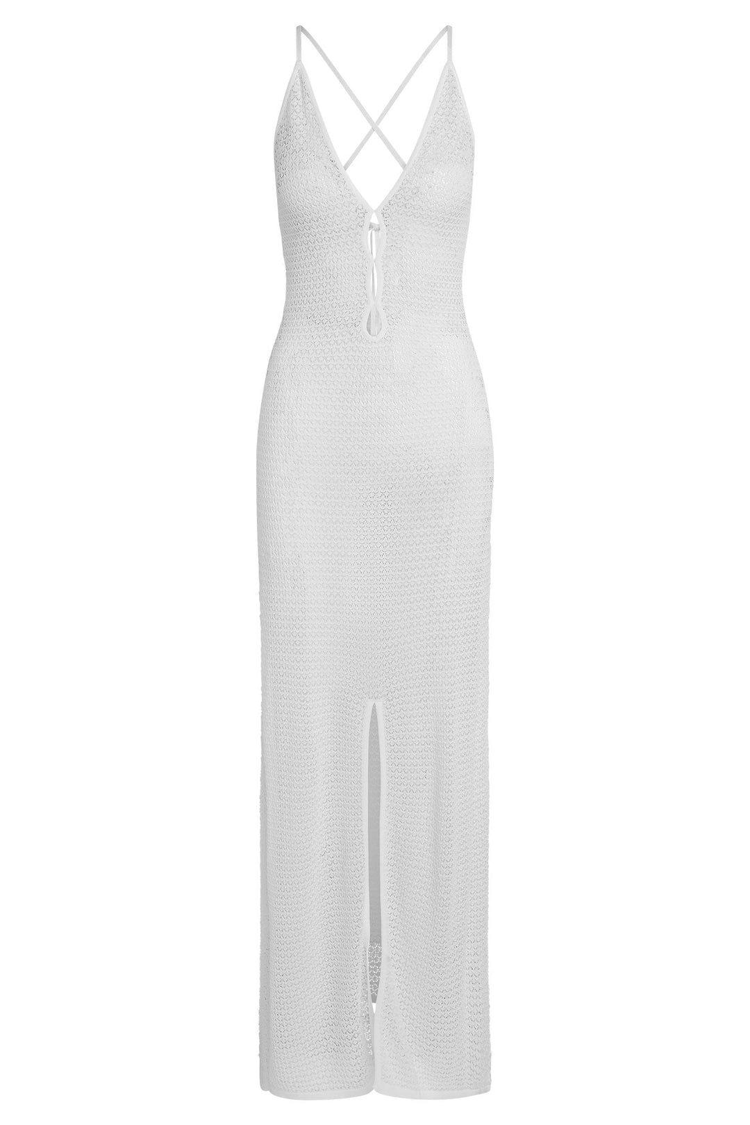 Elanora | White Crochet Cut-Out Maxi Dress