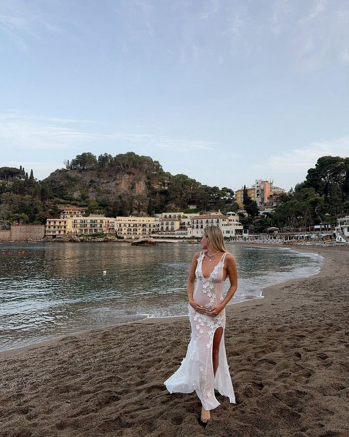 Aylee | Maternity Sleeveless Waisted Lace Dress