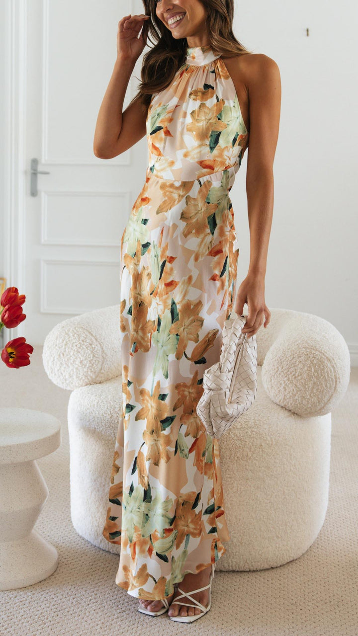Shannon | Floral Halter Maxi Dress