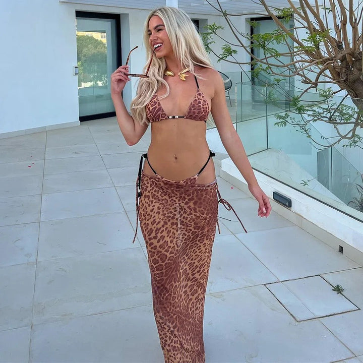 Leona | Leopard Print Bikini & Sarong Set